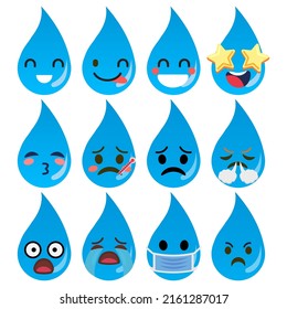 Water Drops Cute Emoji Character Cartoon Stock Vector (Royalty Free ...