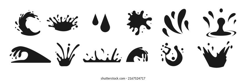 Water drops, droplet icons vector set