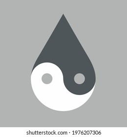 Water drops  droplet raindrops Yin-yang icon quality vector illustration cut	