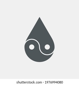 Water drops  droplet raindrops Yin-yang icon quality vector illustration cut	