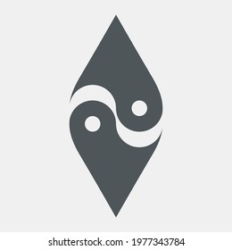 Water drops  droplet raindrops Yin-yang icon quality vector illustration cut	