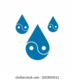 Water drops  droplet raindrops Yin-yang icon quality vector illustration cut
