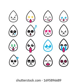 Water Drops Emoticons. Isolated on white background