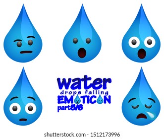 water drops falling emoticons with several expressions part 5 (Questioning look or skepticism or disbelief, Impressed or surprised, Fear and panic, shocked or embarrassing, Dead tired or Sleepy)