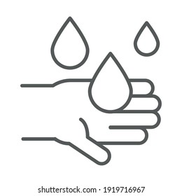 caídas de agua cayendo sobre la línea de la ilustración del vector de mano icono fondo blanco