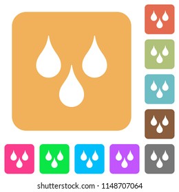 Water drops flat icons on rounded square vivid color backgrounds.
