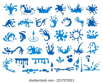 Water drops. Flow liquid paint ink or water recent vector stylized templates isolated