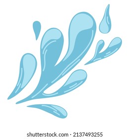 Water. Water Drops. Flowing drops, waves, tears, splashes, splashes of nature. Dripping liquid. Water spill. Sea summer moisture, freshness. Vector cartoon illustration