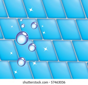 Water drops in front of a bathroom wall, abstract illustration.