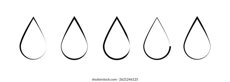 Water drops icon in filled, thin line, outline and stroke style. Tear and oil isolated symbol. Simple blue splash mark. Rain drip liquid logo. Vector illustration. Eps file 12.