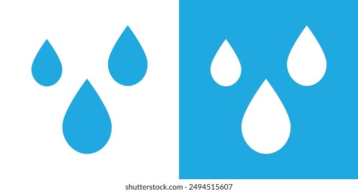 water drops icon Flat set in black and white color outline vector