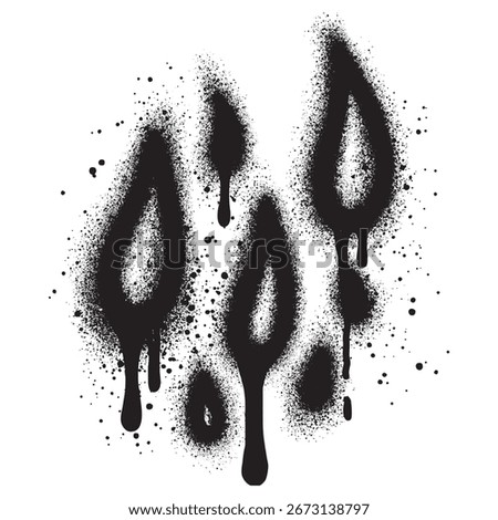 Water drops icon in graffiti style with black spray paint.