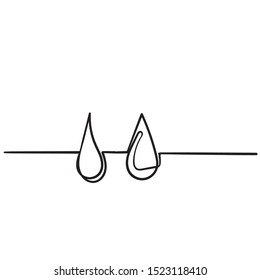 Water drops icon. Liquid drop symbol illustration with handdrawn doodle style
