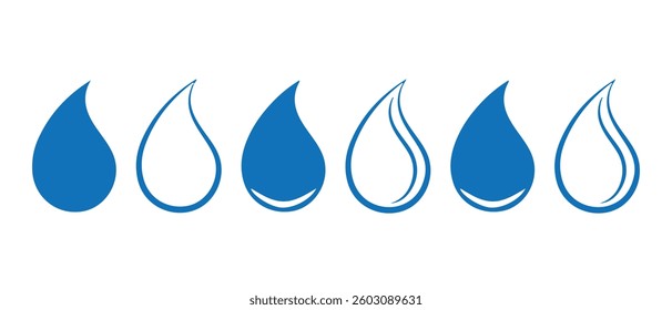 Water drops icon set. Water drop shape vector illustration.