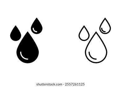 Water drops icon set. Editable vector pack of water line icons. A drop of water. Vector illustration on white background