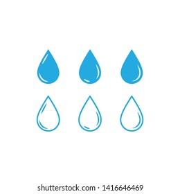 Water drops icon set. Liquid drop symbol illustration. Outline waterdrop.