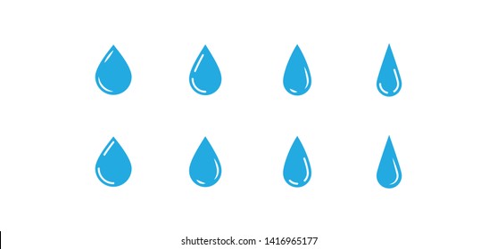 Water drops icon set. Liquid drop symbol illustration. Outline waterdrop.