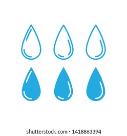 Water drops icon set. Liquid drop symbol illustration. Outline waterdrop.