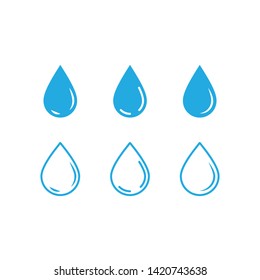 Water drops icon set. Liquid drop symbol illustration. Outline waterdrop.