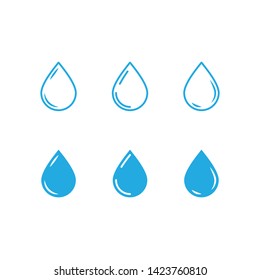 Water drops icon set. Liquid drop symbol illustration. Outline waterdrop.