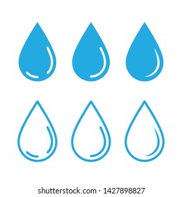 Water drops icon set. Liquid drop symbol illustration. Outline waterdrop.