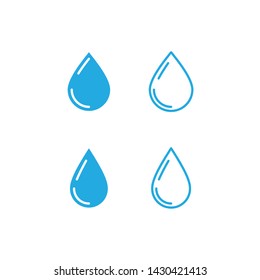 Water drops icon set. Liquid drop symbol illustration. Outline waterdrop.