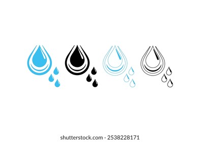 Water drops icon set, rain water drop icon
