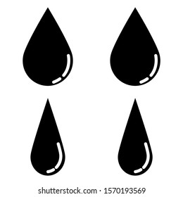 Water drops icon set. Water drops icon in trendy silhouette style design. Vector illustration.