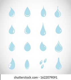 Water drops icon set vector collection