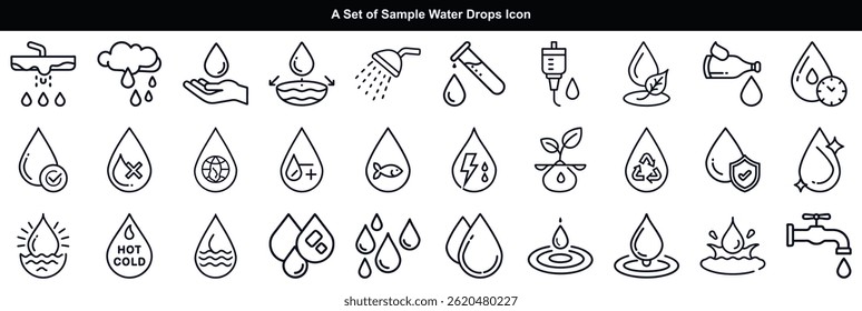 Water Drops Icon Set Vector