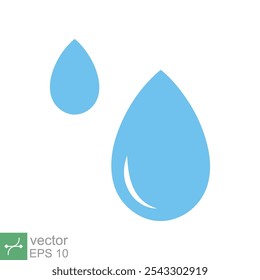 Water drops icon. Simple flat style. Drop water, droplet, liquid, oil, rain, clean aqua, farming, nature, environment concept. Vector illustration isolated on white background. EPS 10.