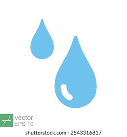 Water drops icon. Simple flat style. Drop water, droplet, liquid, oil, rain, clean aqua, farming, nature, environment concept. Vector illustration isolated on white background. EPS 10.