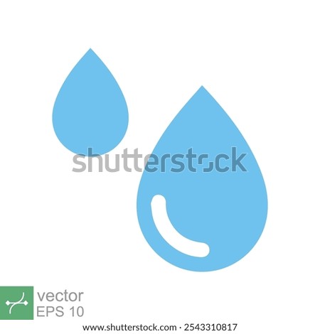 Water drops icon. Simple flat style. Drop water, droplet, liquid, oil, rain, clean aqua, farming, nature, environment concept. Vector illustration isolated on white background. EPS 10.
