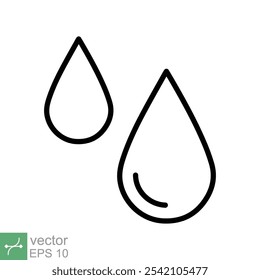 Water drops icon. Simple outline style. Drop water, droplet, liquid, rain, clean aqua, farming, environment concept. Thin line vector illustration isolated on white background. EPS 10.
