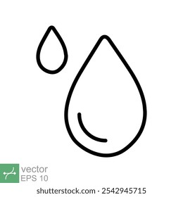 Water drops icon. Simple outline style. Drop water, droplet, liquid, rain, clean aqua, farming, environment concept. Thin line vector illustration isolated on white background. EPS 10.