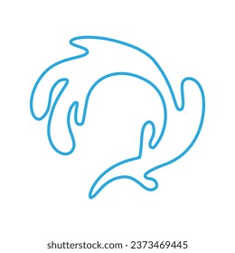 El agua cae en el vector de iconos. Señal de ilustración de agua. Símbolo spray. Logo del océano. Marca marina.