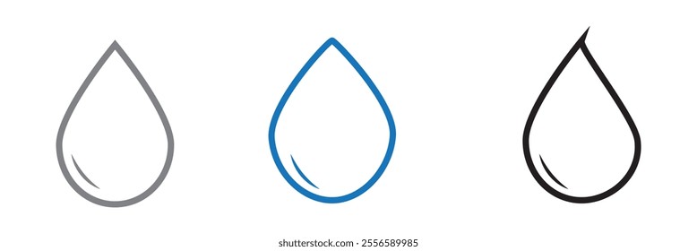 Water drops icons. Water drop shape. Blue annd black water drops. Vector illustration
