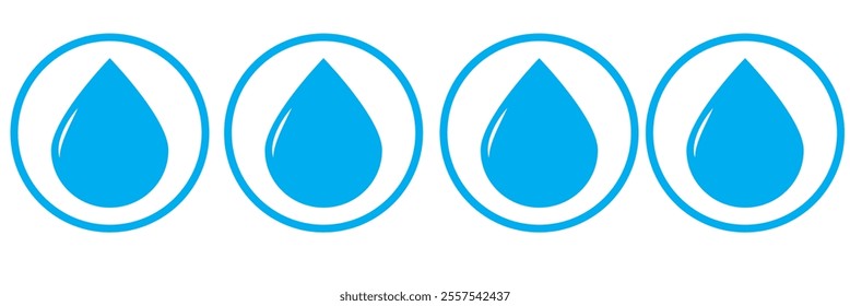 Water drops icons. Water drop shape. Blue annd black water drops. Vector illustration