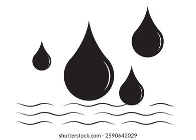 Water drops icons. Water drop shape. Blue an d black water drops.  1176
