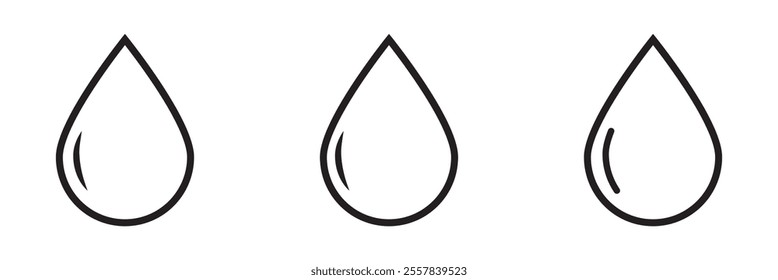 Water drops icons set. Water drop shape. Blue and black water drops. Vector scalable graphics