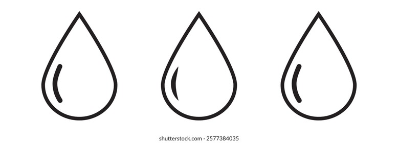 Water drops icons set. Water drop shape. Blue and black water drops. Vector scalable graphics