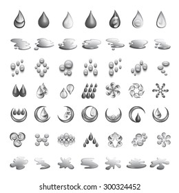 Water And Drops Icons Set - Isolated On White Background - Vector Illustration, Graphic Design Editable For Your Design
