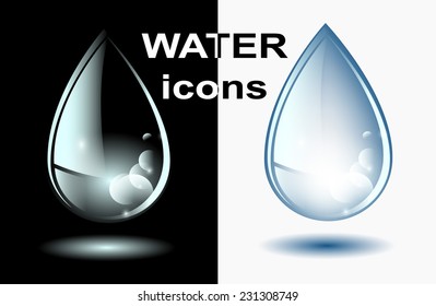 Water drops icons. Vector eps 10 