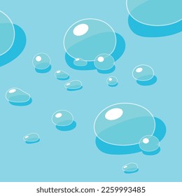 water drops illustration. Puddle, drinking water, water festival decoration elements. 