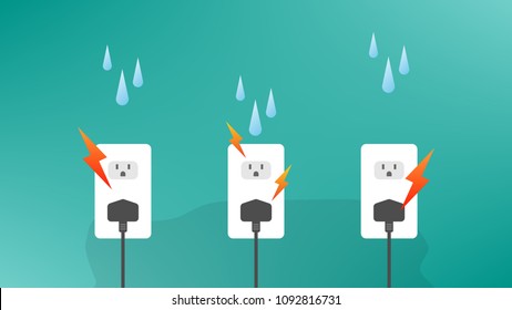 Water drops into the outlets, causing a short circuit and damaged or dangerous.