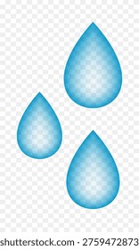 Water drops isolated on transparent background. Vector clipart.