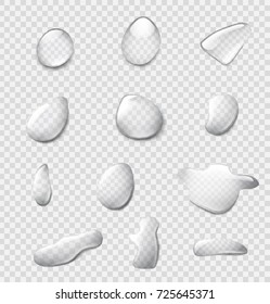 Water drops isolated on transparent background. Pure droplets for your design. Realistic view
