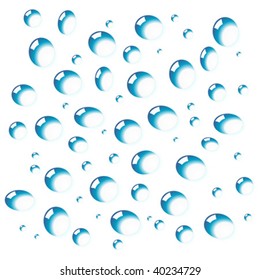 Water drops isolated over white square background