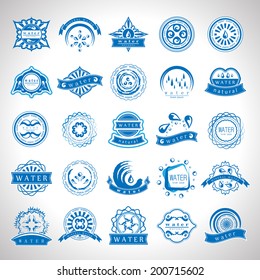 Water And Drops Labels Set - Isolated On Gray Background - Vector Illustration, Graphic Design Editable For Your Design