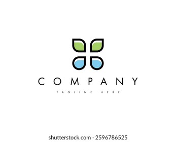 water drops with leaves form an abstract butterfly suitable for nature business.